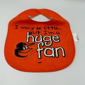 BALTIMORE ORIOLES MLB Orange BABY BIB "I MAY BE LITTLE BUT I'M A HUGE‎ FAN"